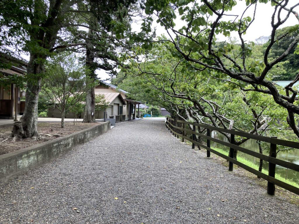 御神池のほとりの歩道